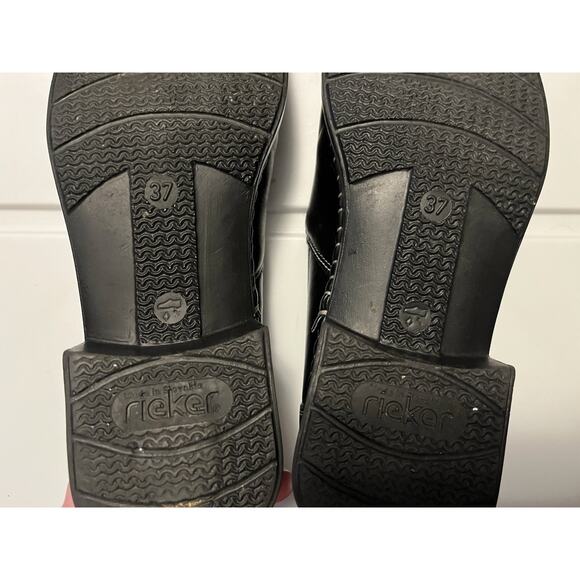 Rieker Women’s Size 6.5 US Leather Comfort Loafer Black Square Toe Slip On - Picture 4 of 11